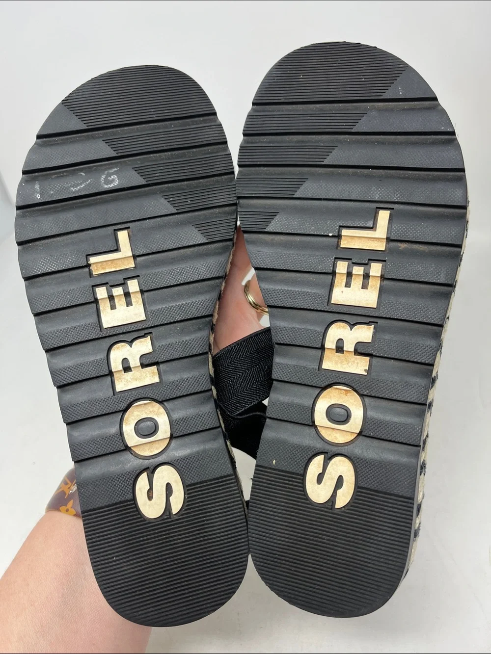 SOREL Ella II Leather Strappy Stretch Sandal Minimalist Espadrille Flats SZ 6.5